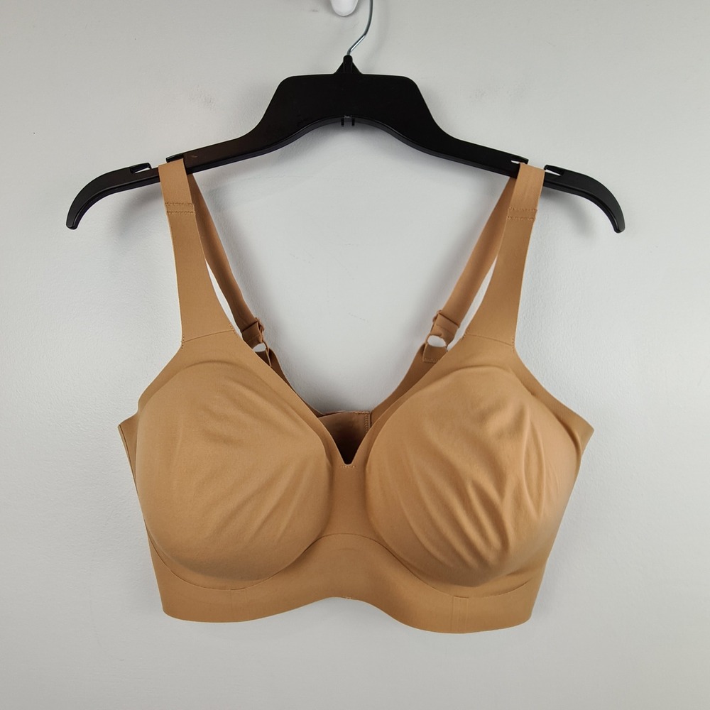 Evelyn & Bobbie The Starlette Plunge Wireless Bra Beige Tan Size Large EB Core